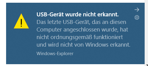 USB-Anschluß "USB-Gerät nicht erkannt" --- was ?